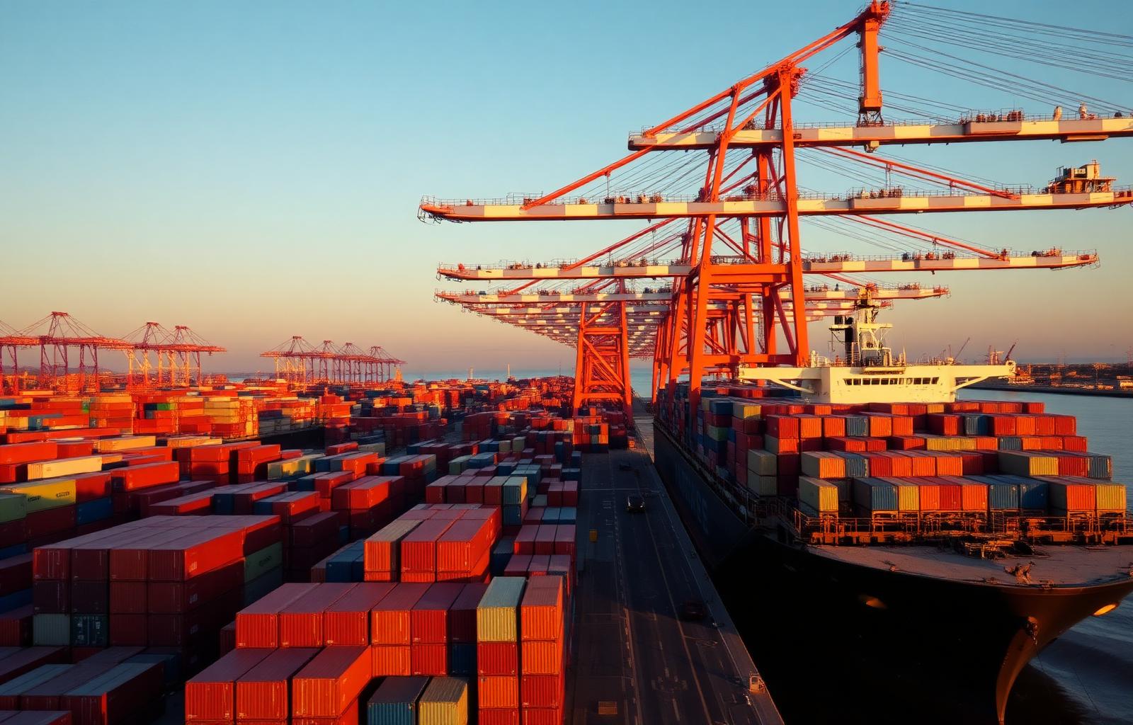 International container port loading shipment for global delivery